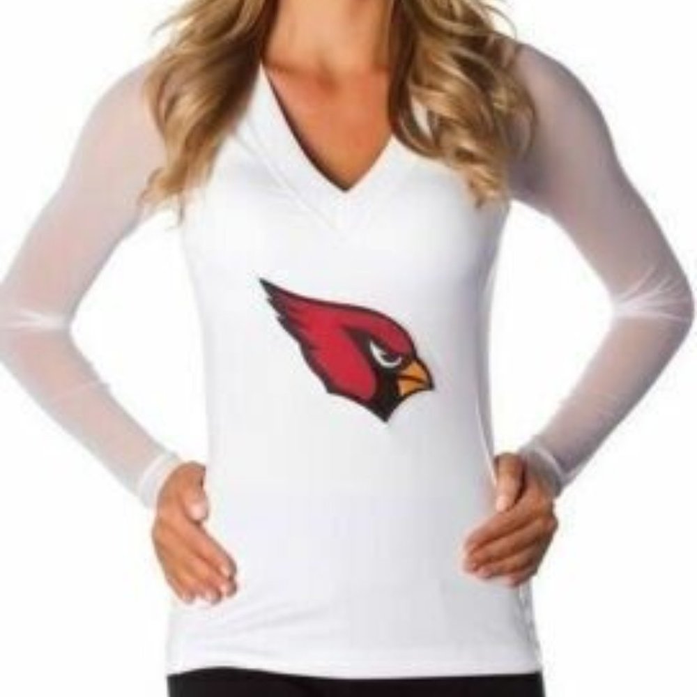 All Sport Couture NFL Womens Arizona Cardinals Wildkat White Shirt New